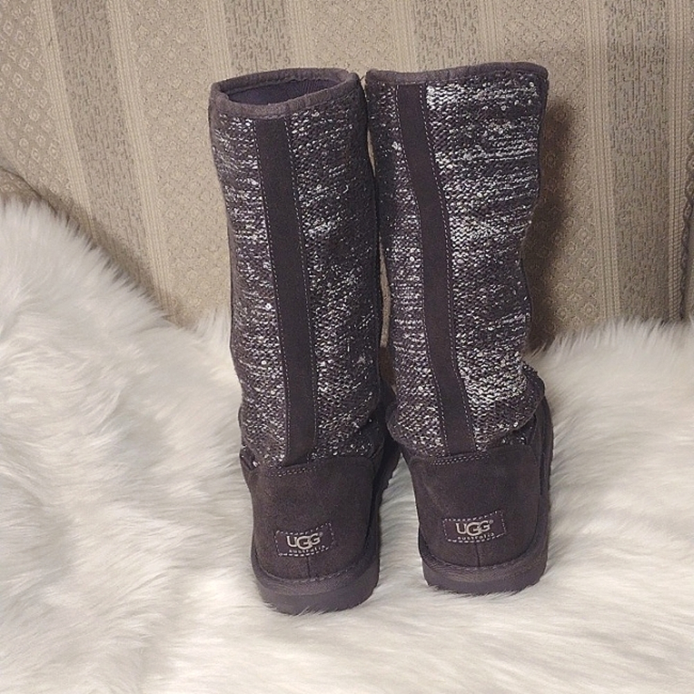 Ugg Sequin Gray Sweater Boots - image 7